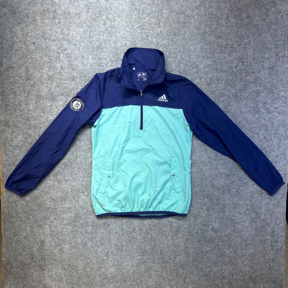 Adidas Gretzky Hockey School Windbreaker Mens Small Blue Mint Quarter Zip 99